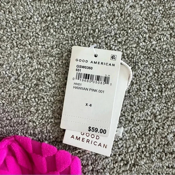 Good American Jacquard Demi Cup Bikini Top in Hawaiian Pink Size X- 6 - Picture 7 of 10